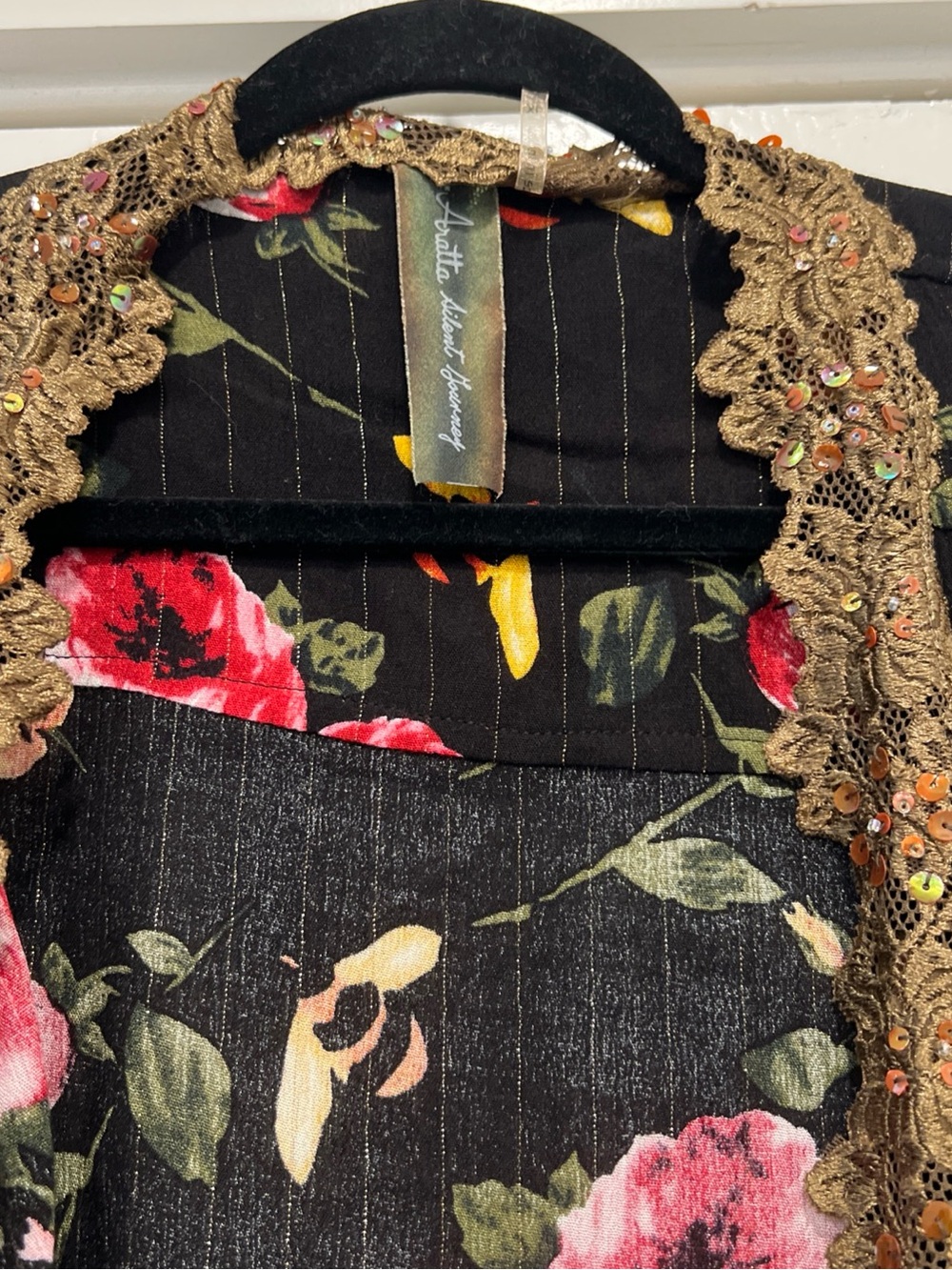 Aratta Silent Journey kimono open cardigan lace embroidered sequence floral XL - Picture 2 of 10